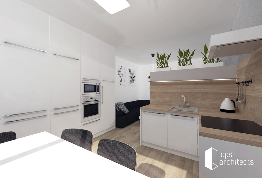 Rekonštrukcia bytu Zlaté Moravce kuchyňa - vizualizácia